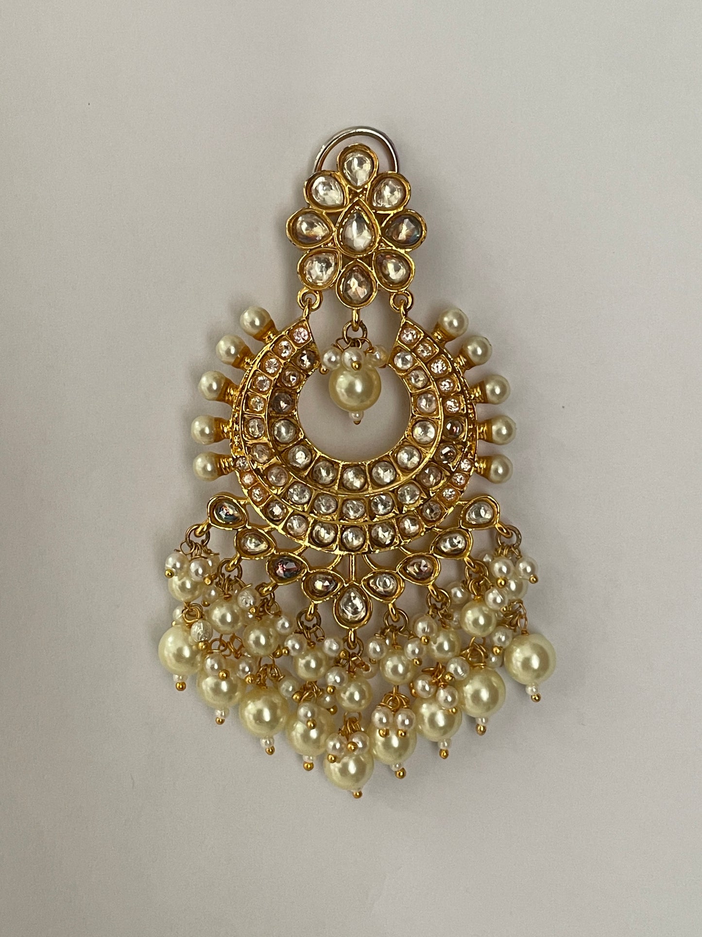 Gold Finish Kundan Chaandbaalis with Pearls