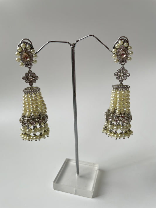 Gold & Silver Polished Jhumkas