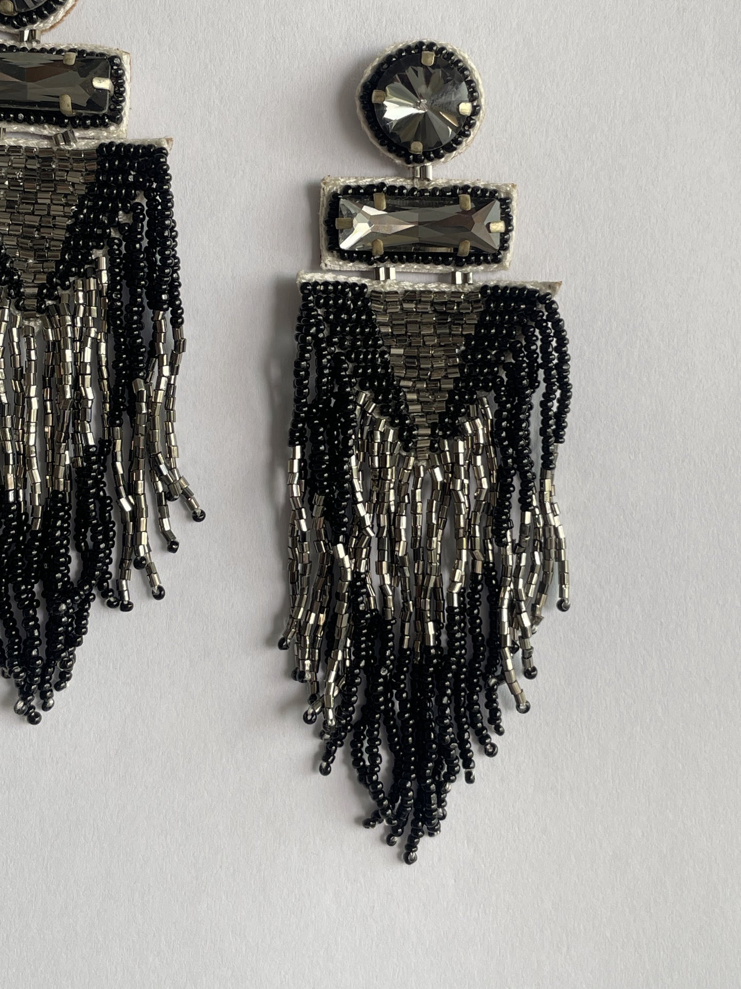 Black Beaded Tassel Boohoo Earrings