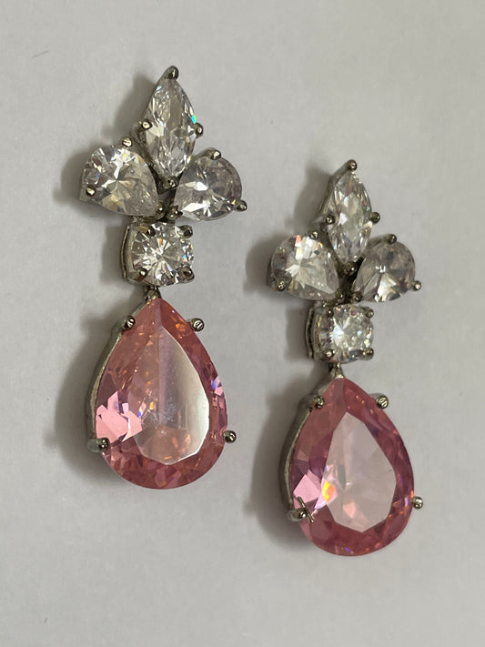 Zircon Diamond Droplets With Pink Stone