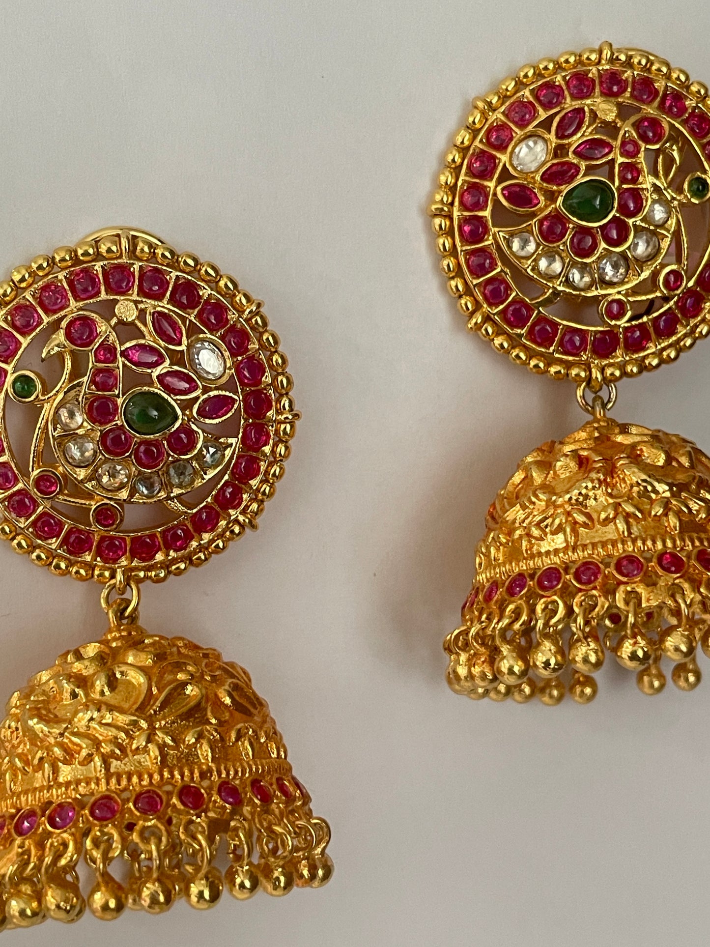 Gold Finish Traditional Temple Jhumkas