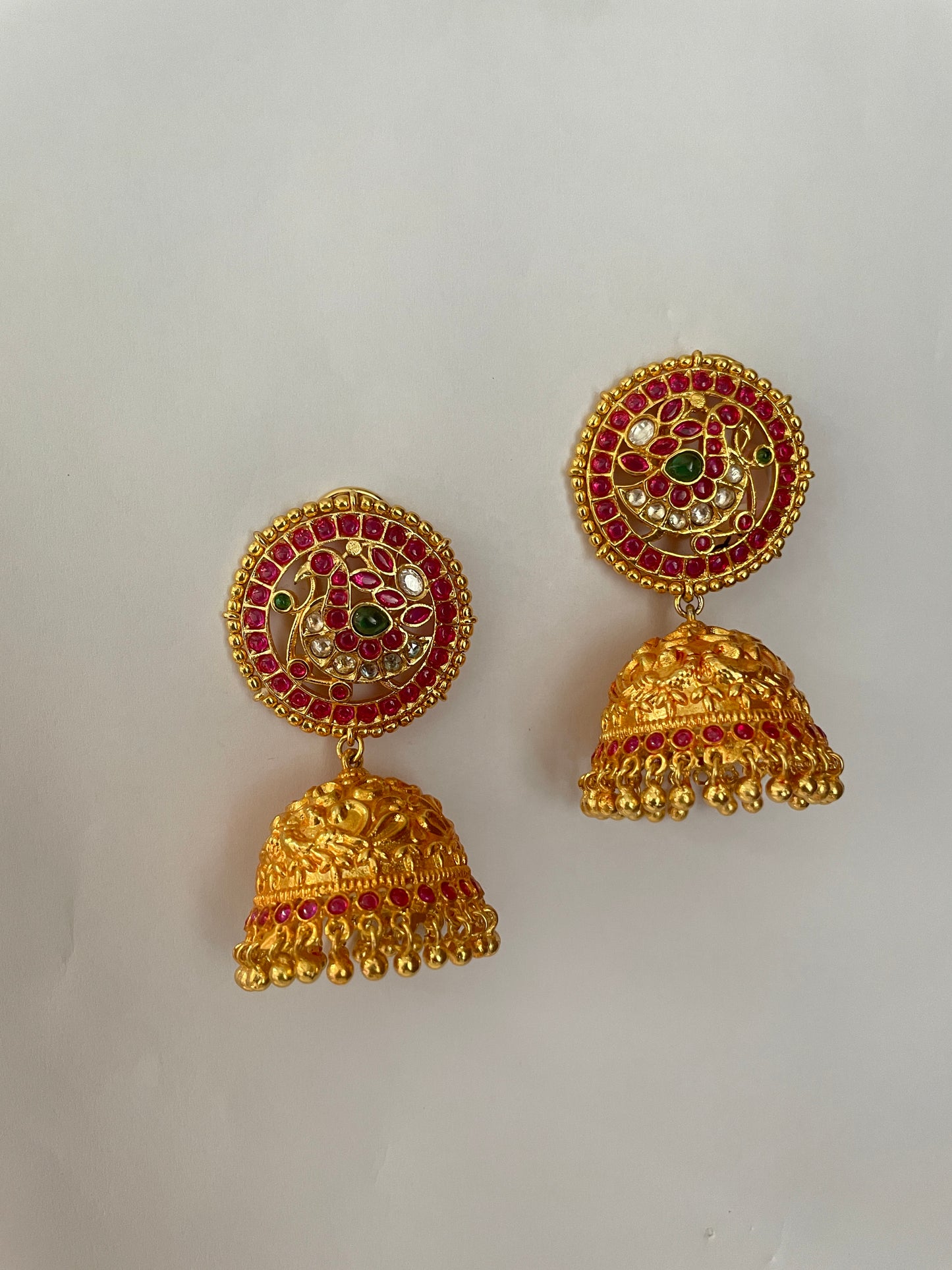 Gold Finish Traditional Temple Jhumkas