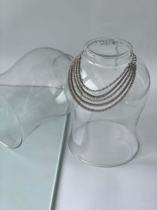 Layered Zircon Necklace in White FinishStudio6Jewels