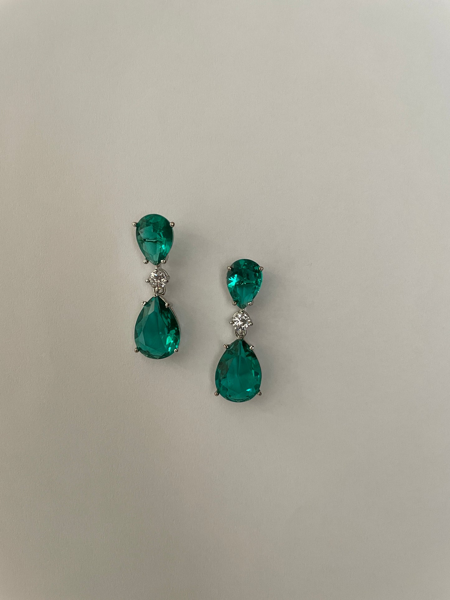 Green Tear Drop Crystal Earrings