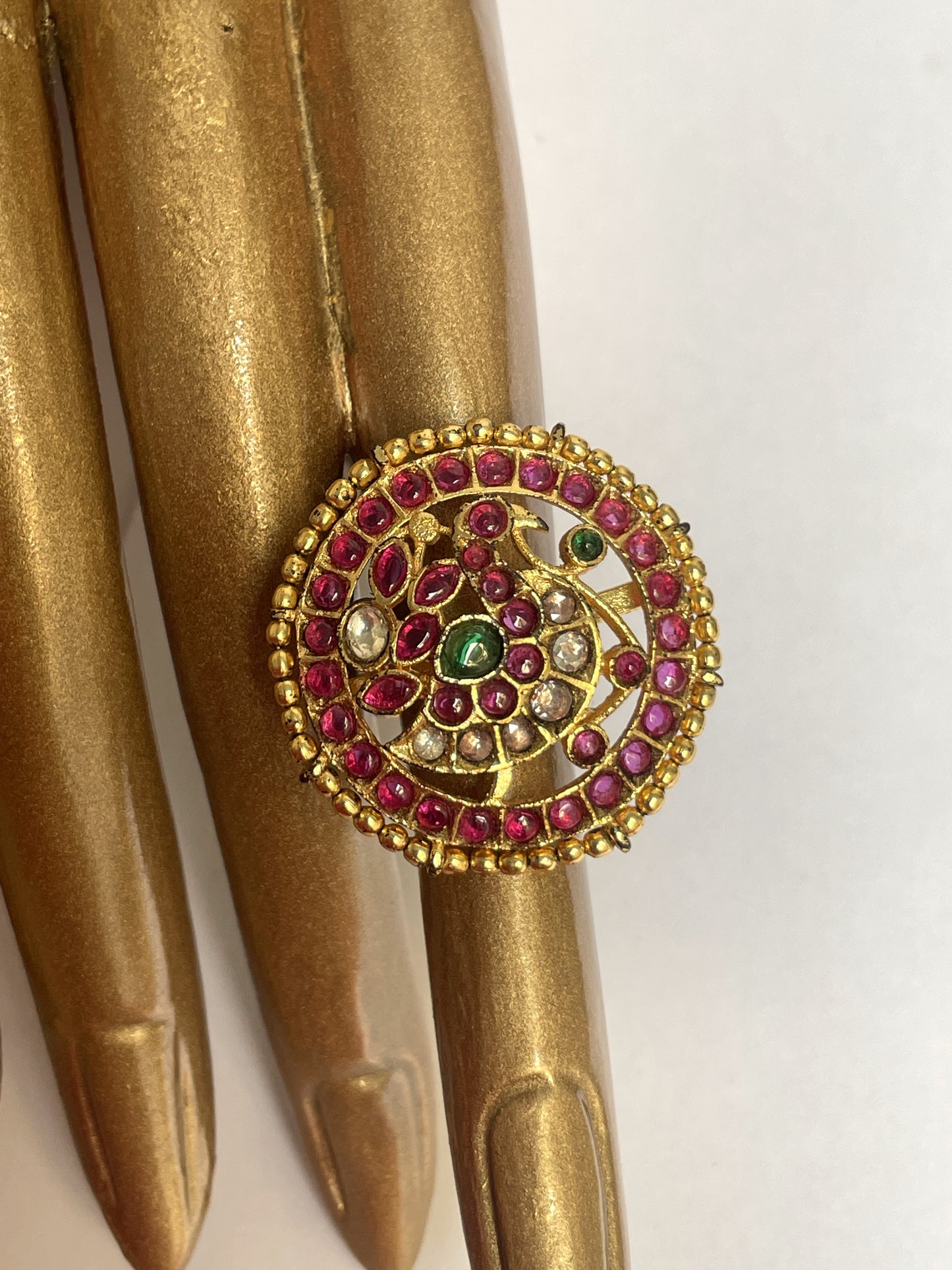 Semi Precious Stone Studded Kundan Ring