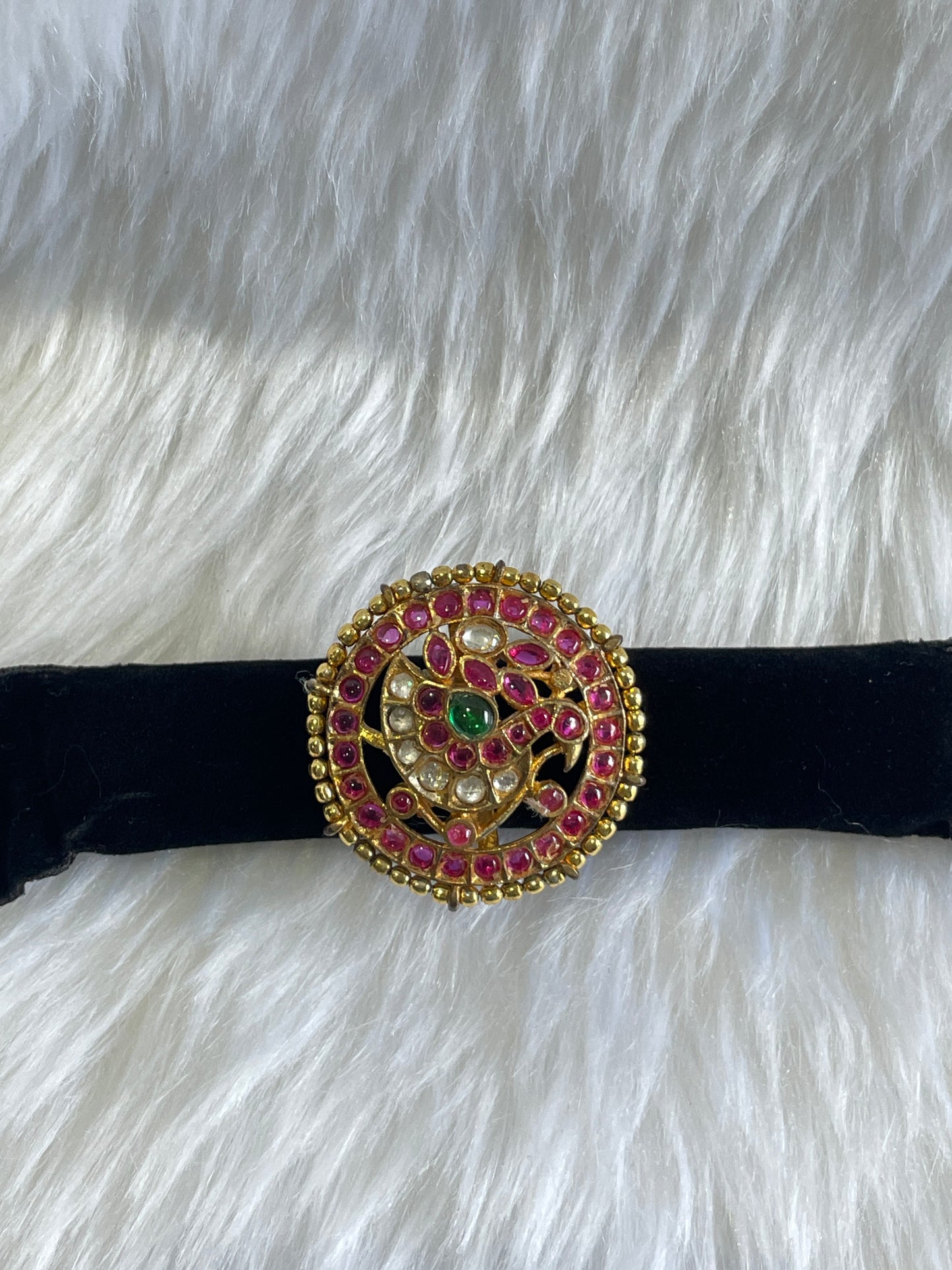 Semi Precious Stone Studded Kundan Ring