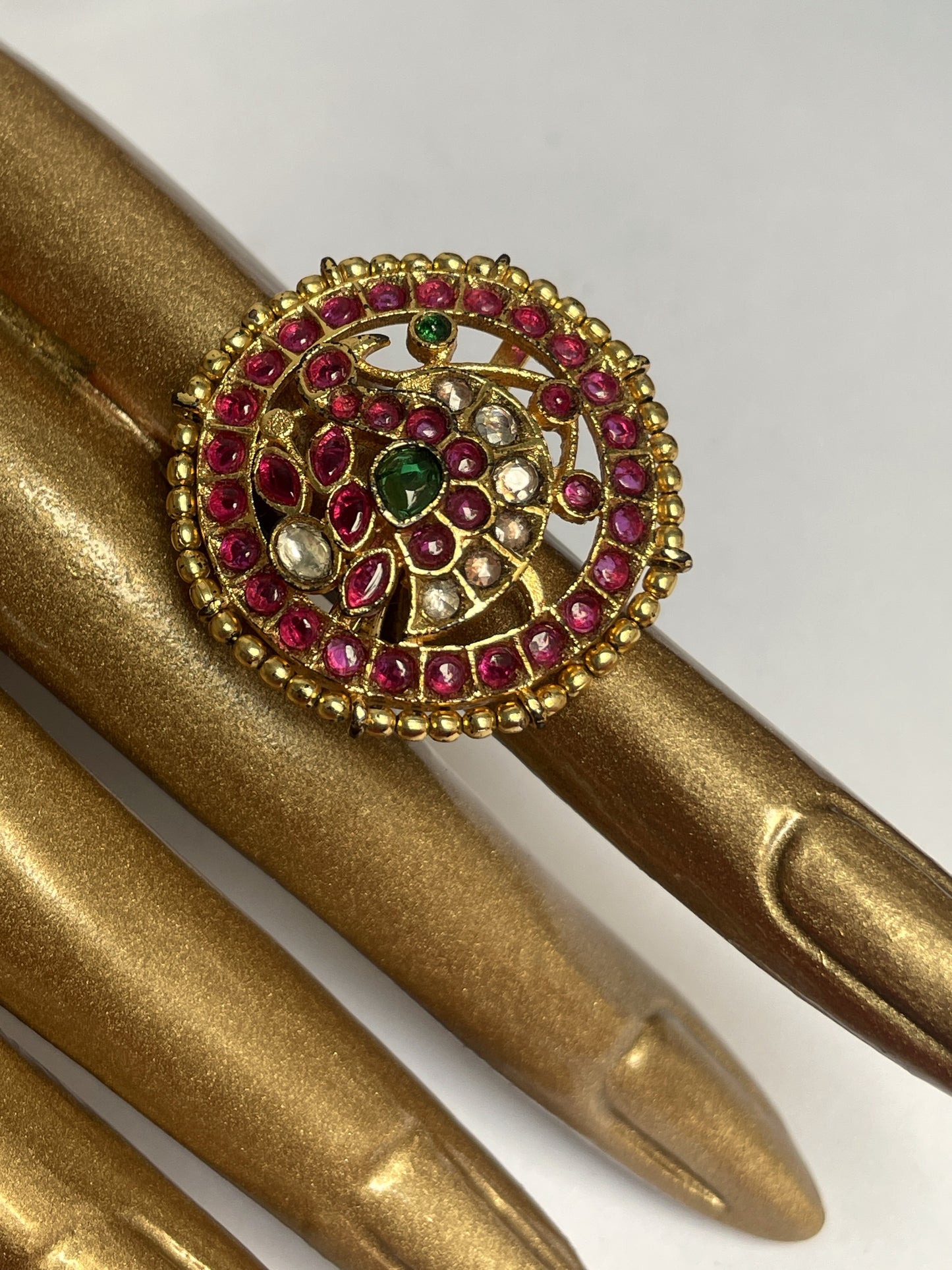 Semi Precious Stone Studded Kundan Ring