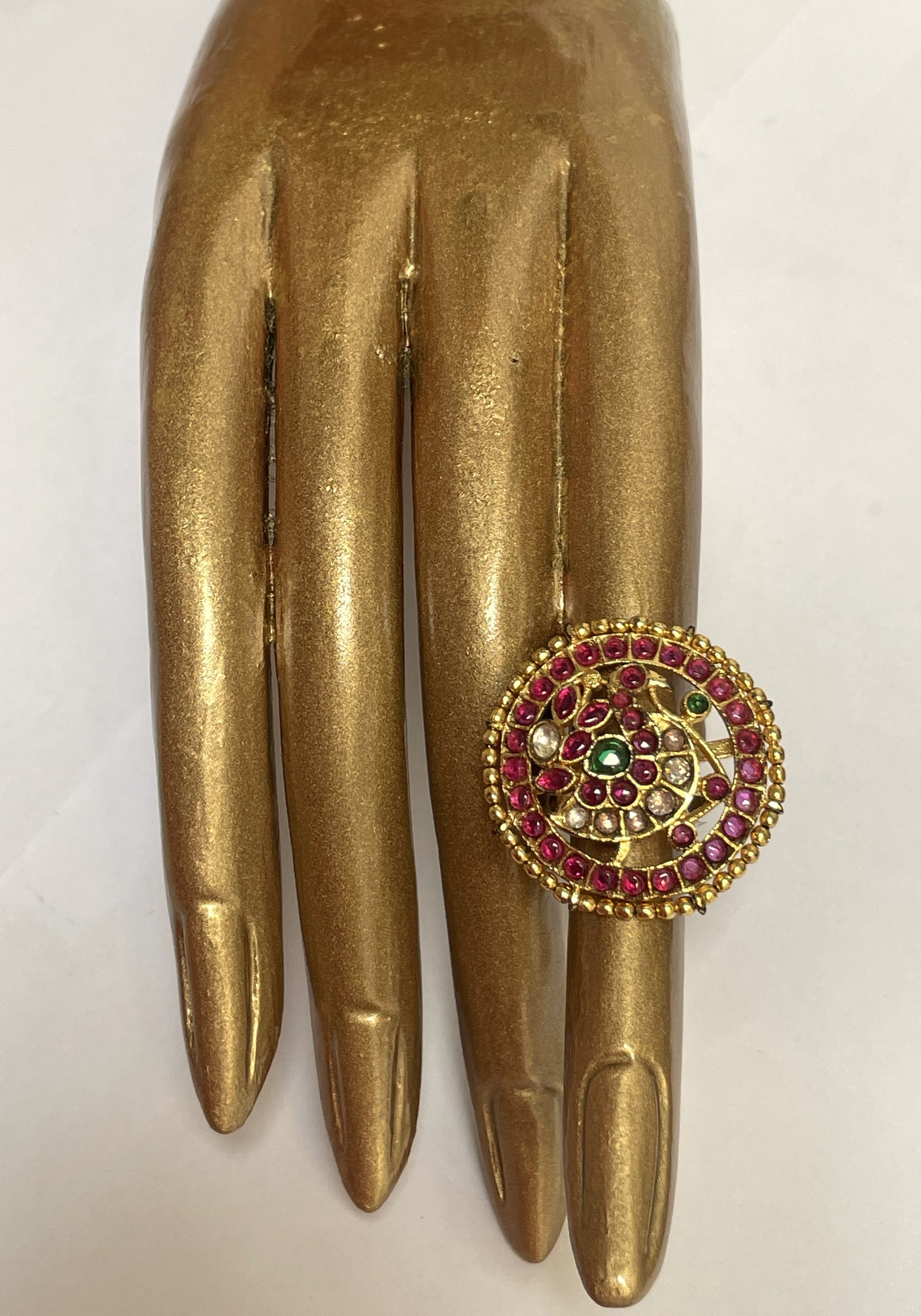 Semi Precious Stone Studded Kundan Ring