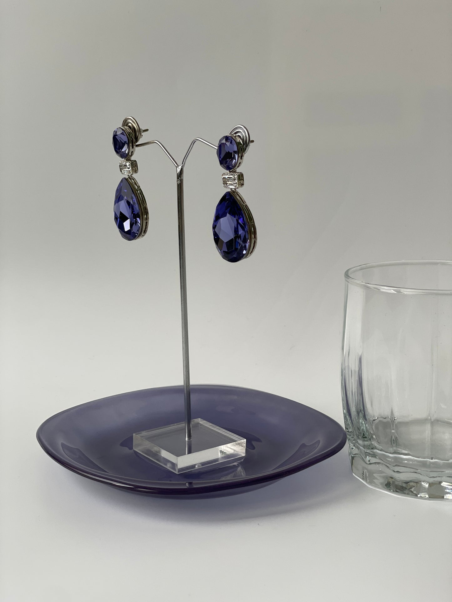 Purple Clear crystal Zircon Earrings