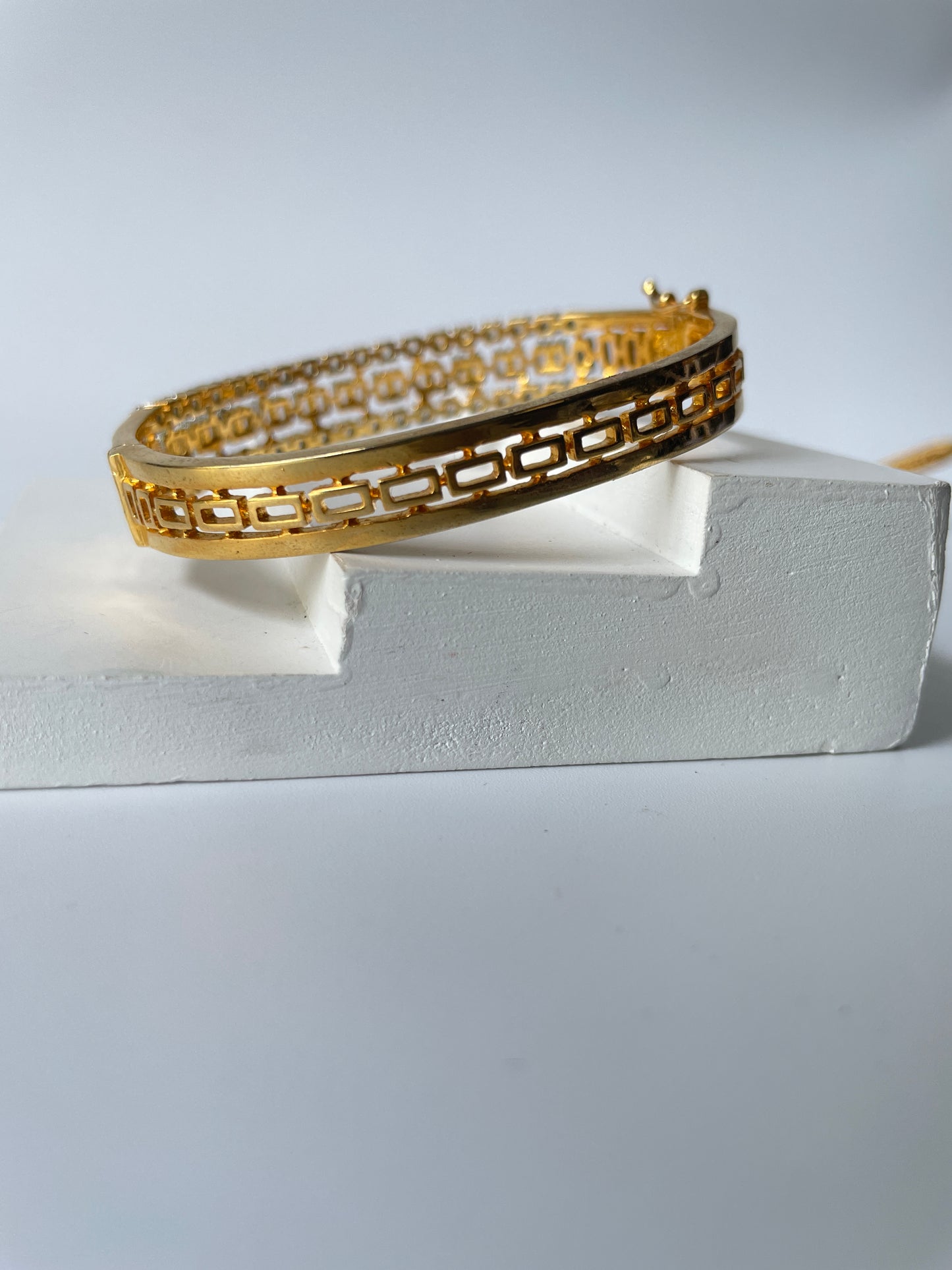 Gold Finish Zircon Studded Openable Bracelet