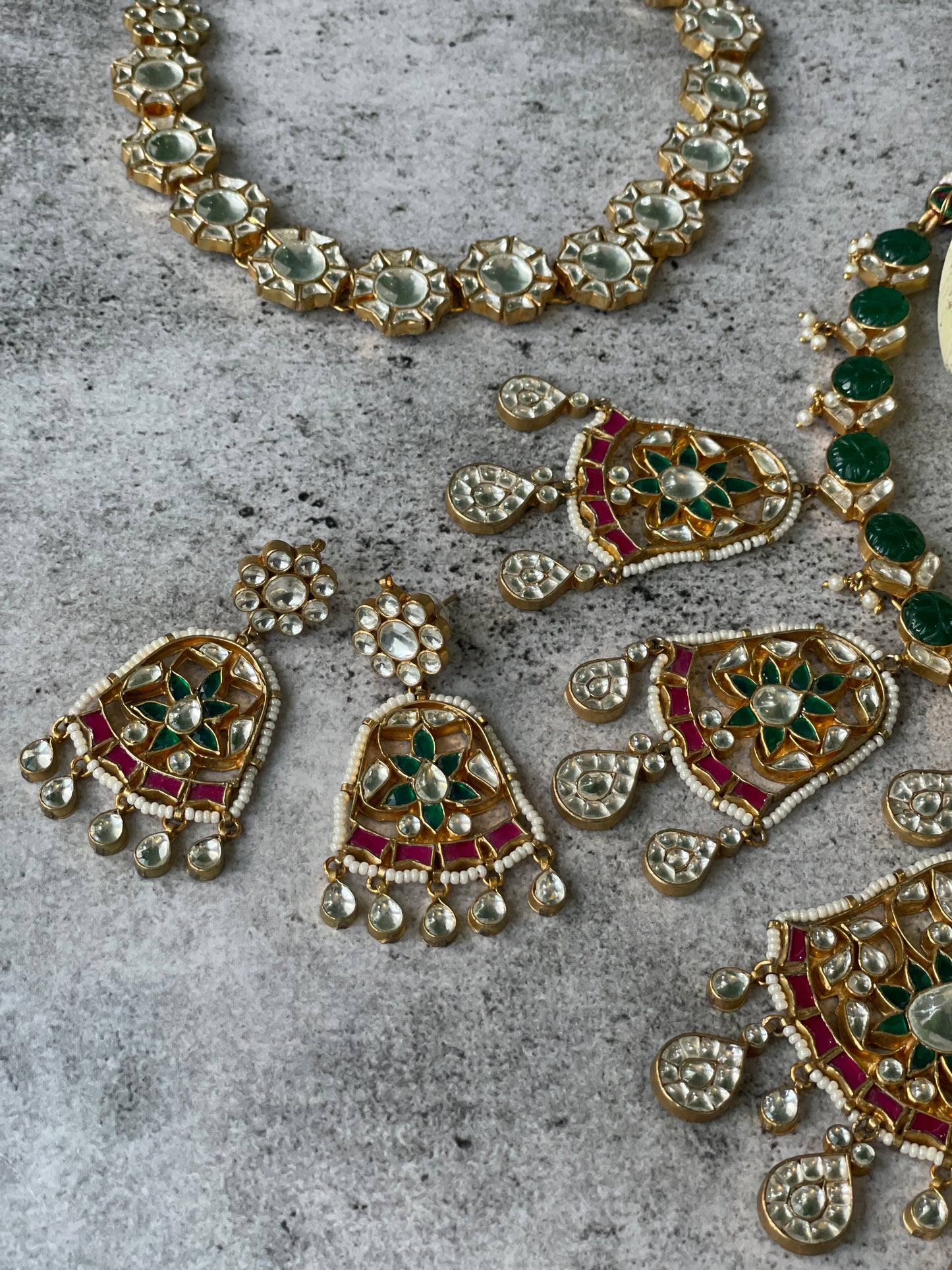 Multi-Stone Double Kundan Necklace Set with Maangtikka