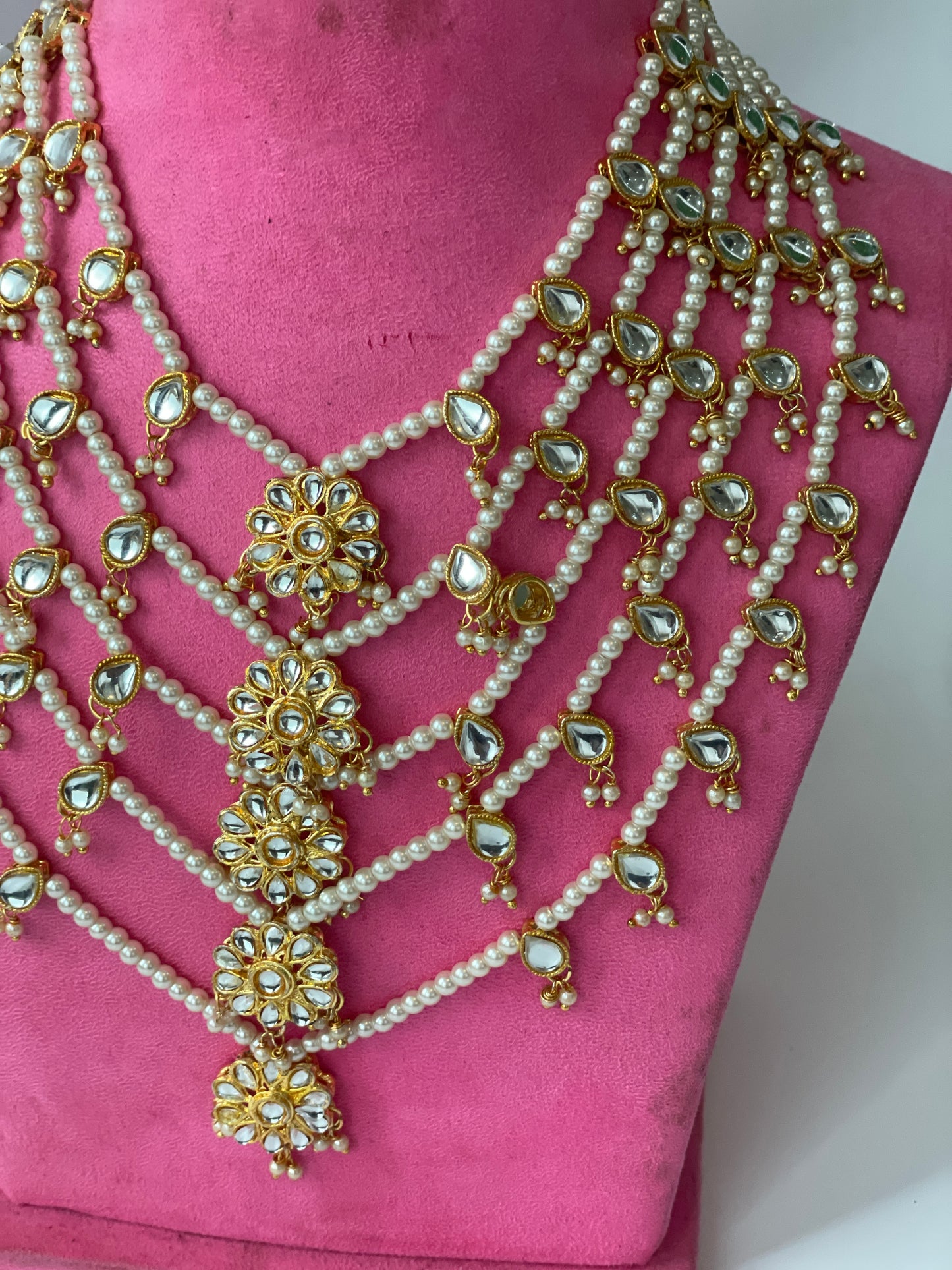 Five Layered Kundan & Pearls Necklace Set