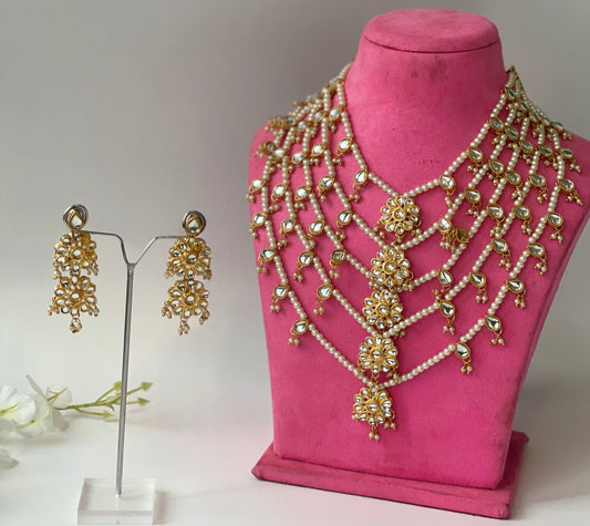 Five Layered Kundan & Pearls Necklace SetStudio6Jewels