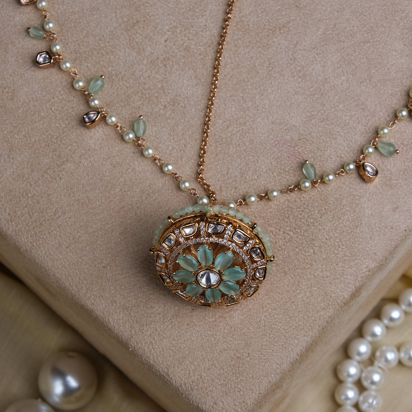 Pastel Stone with Kundan Borla