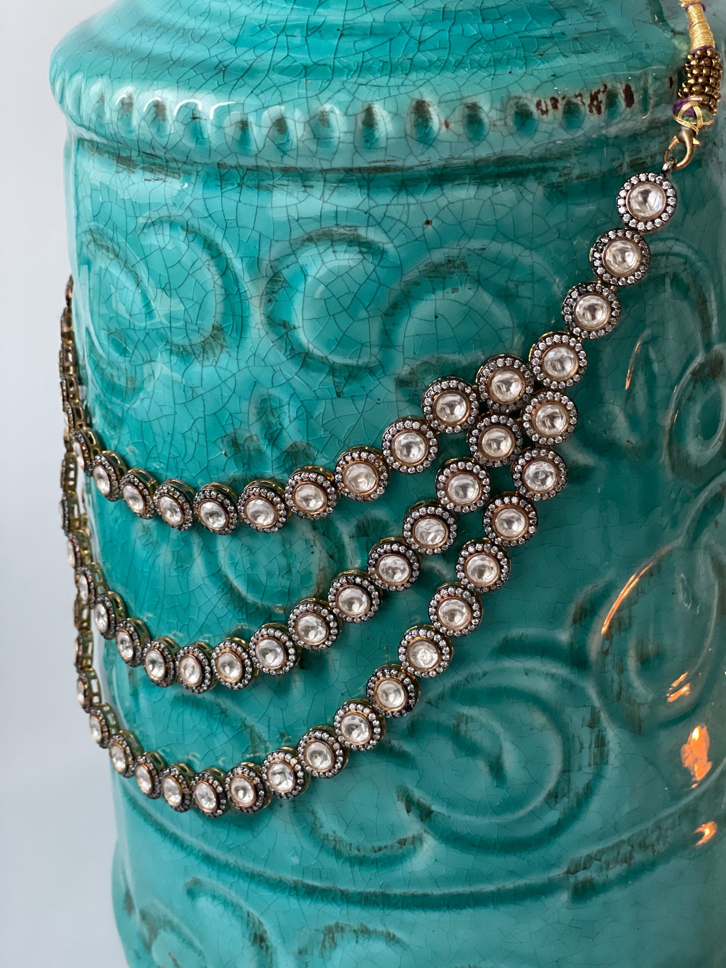 Two Tone Kundan Layered Necklace Set