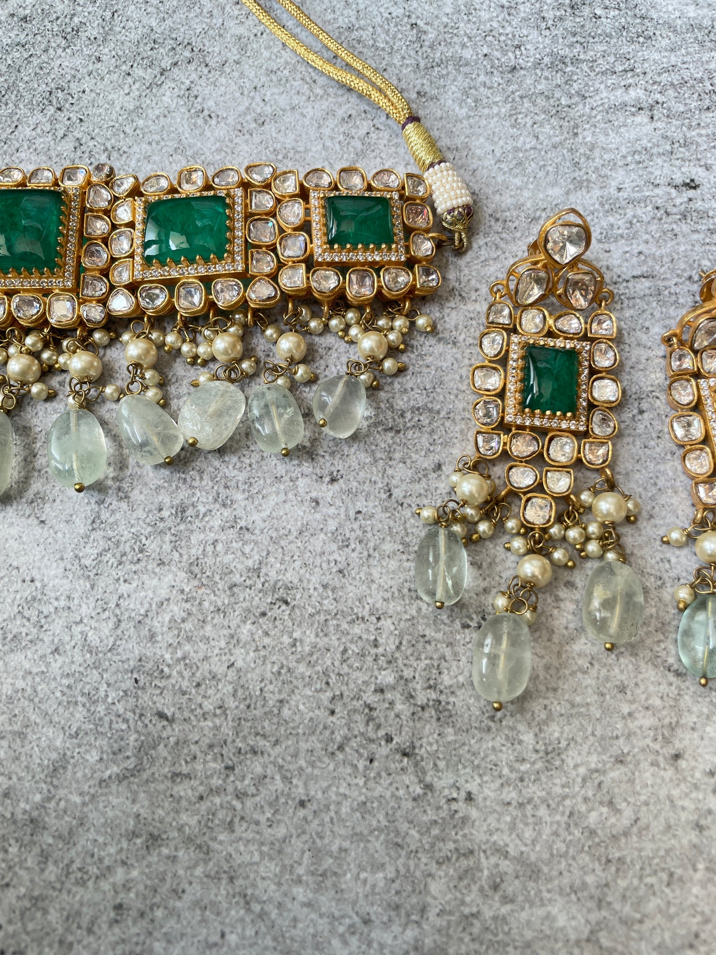 Kundan Choker and Earrings with Beads