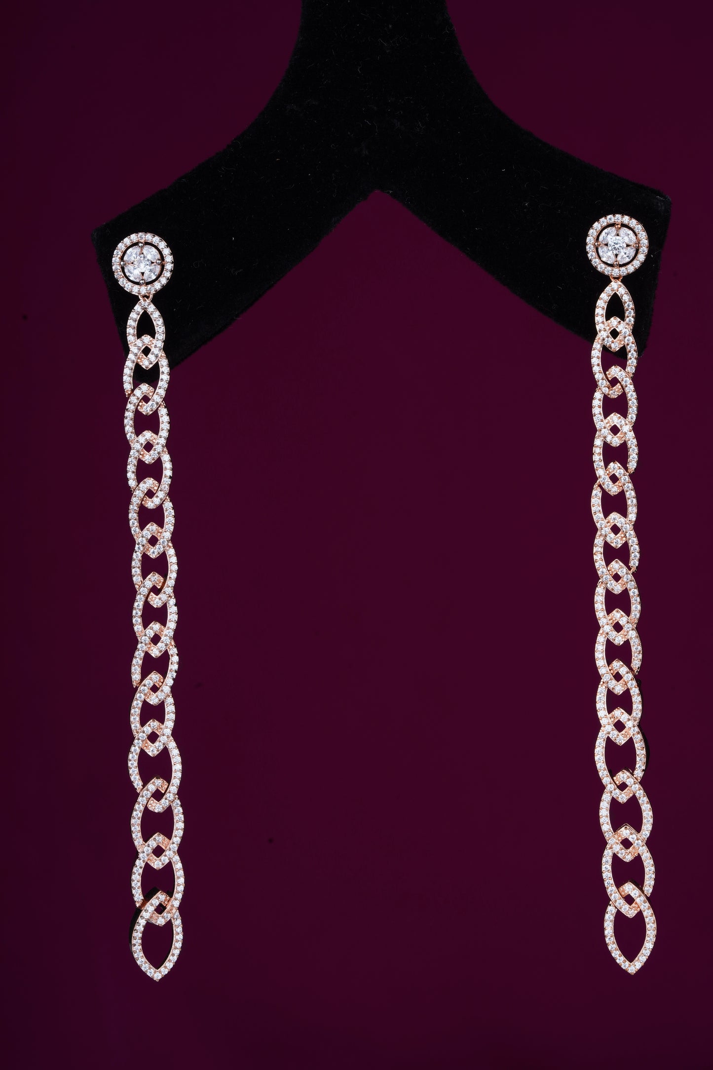 Contemporary Long Chain Earrings in Gold Plating