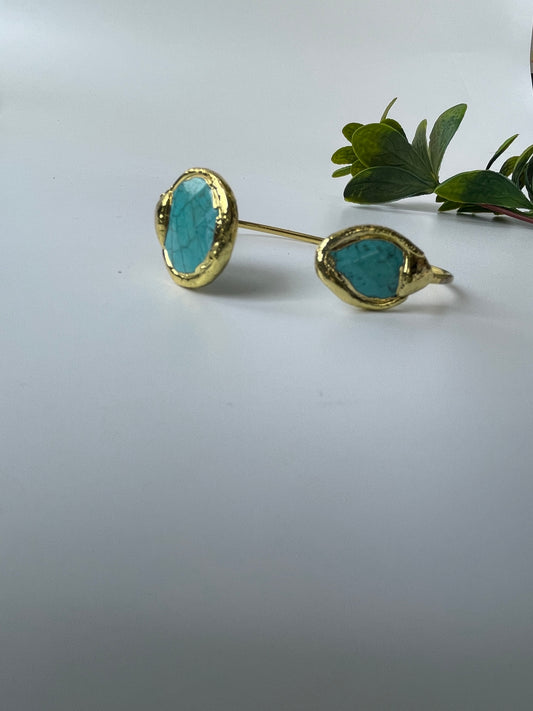 Gold Finish Turquoise Wrap Cuff Bangle