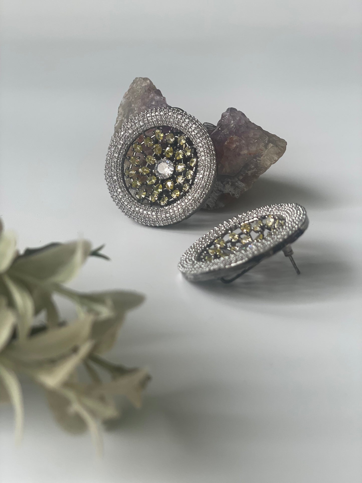 Zircon Studded Round Studs