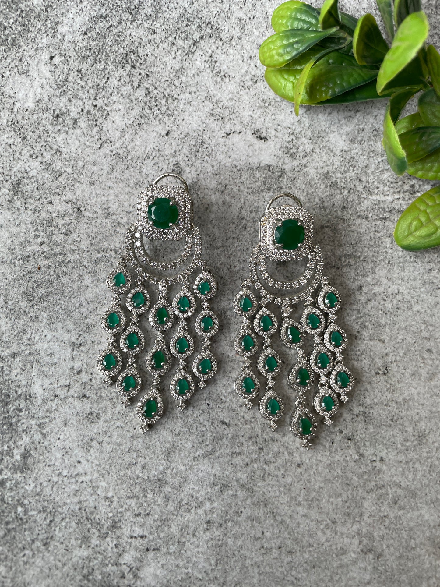 Zircon Chandelier Earrings