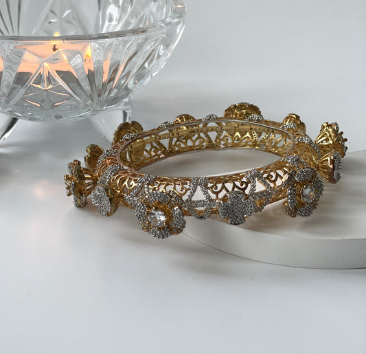 Gold Finish Zircon Studded Bangle