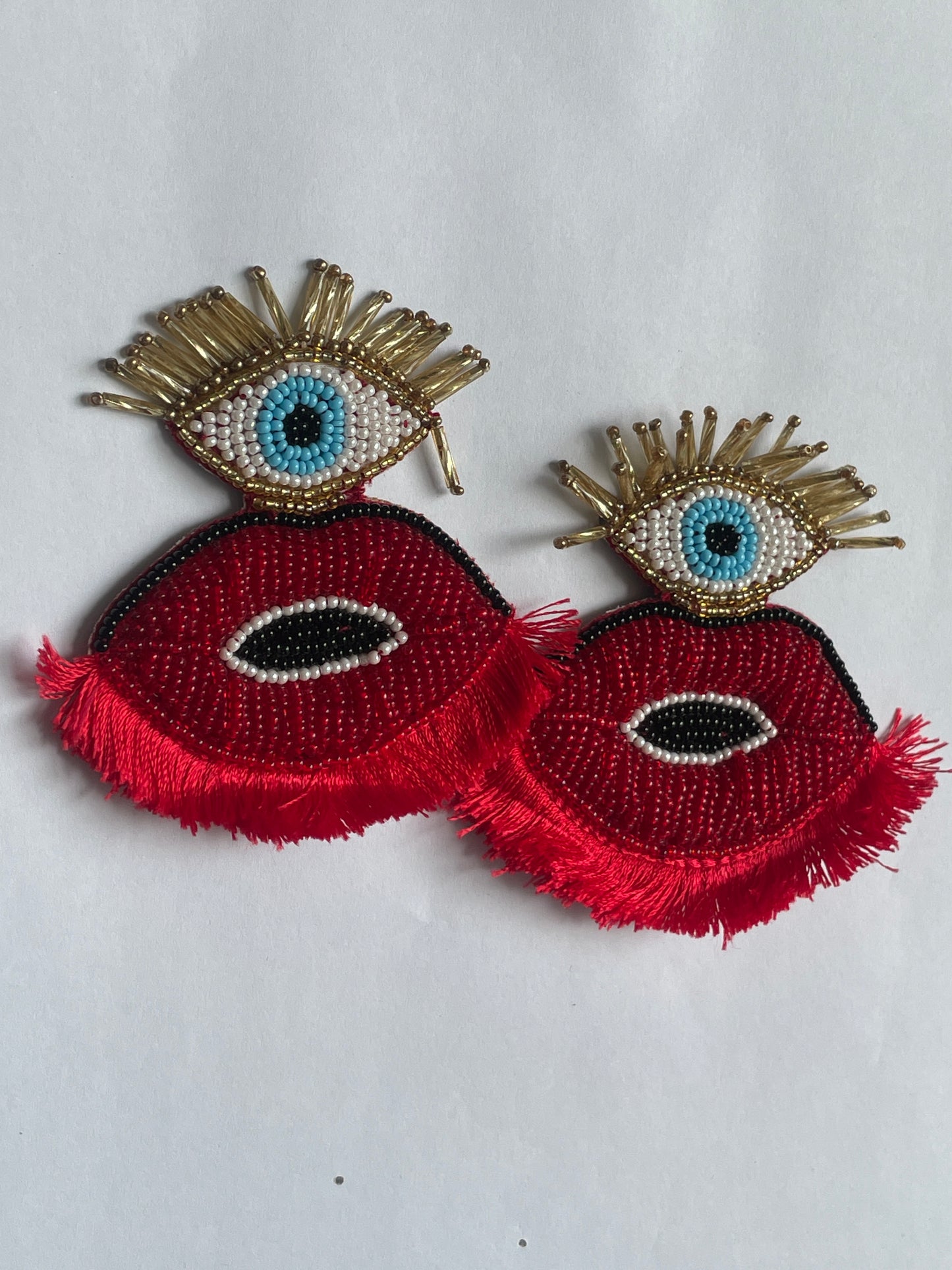 Beaded Evil Eye Tassel Earrings