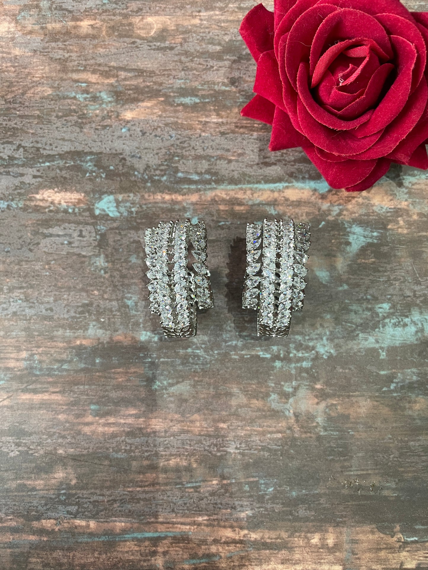 Zircon Layered Hoop Earrings