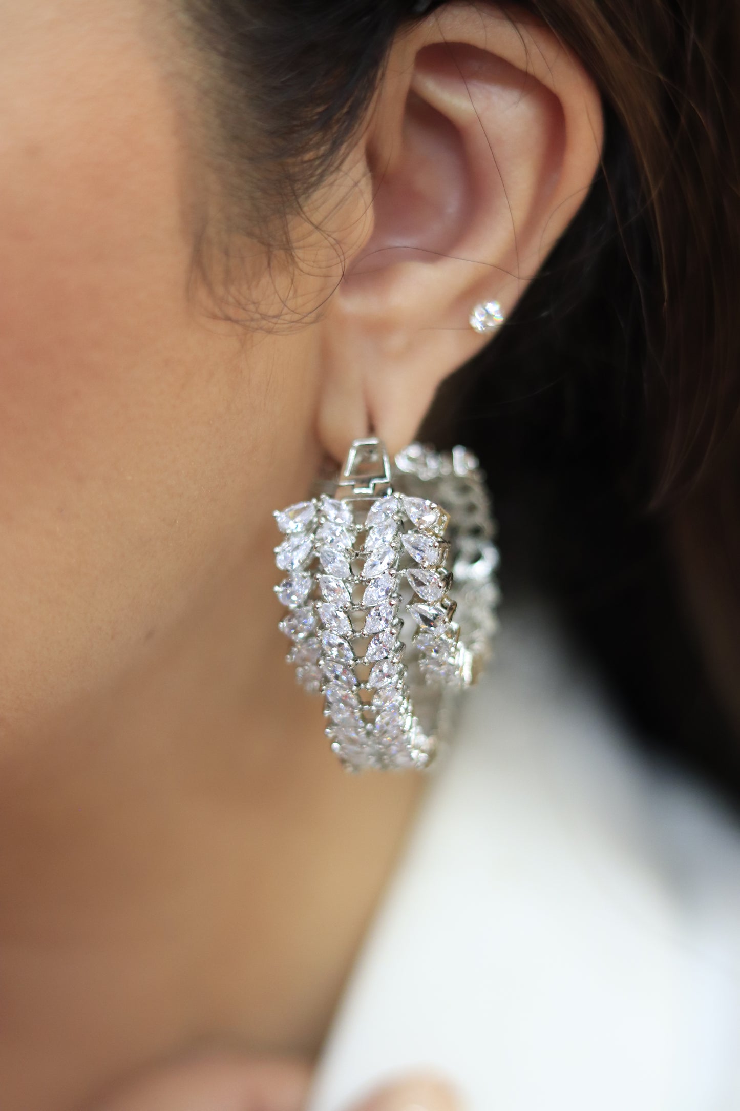 Zircon Layered Hoop Earrings