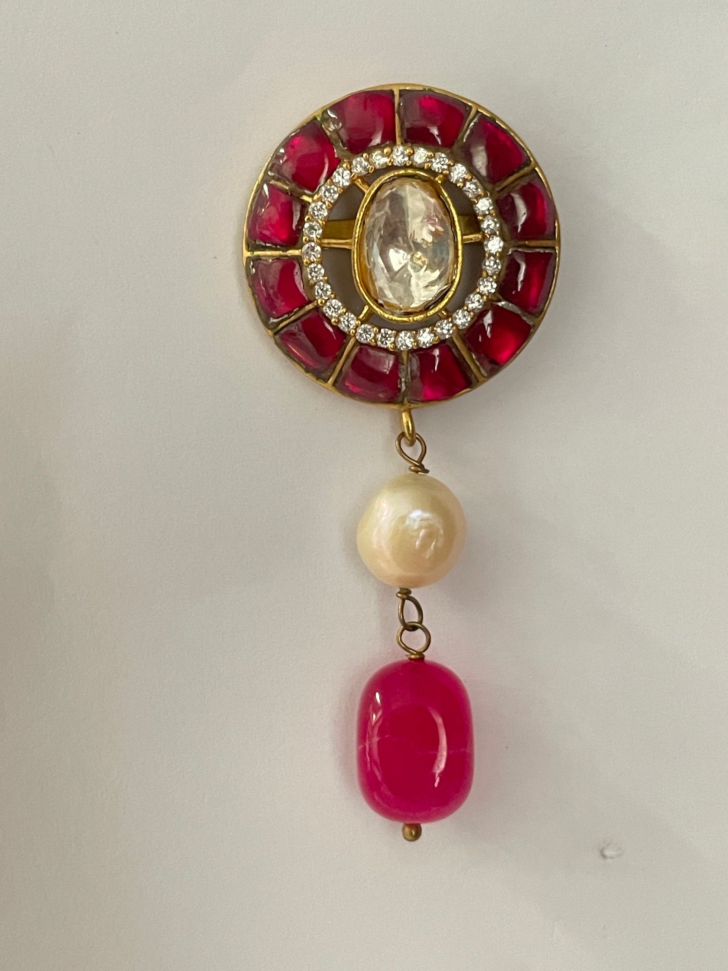 Pink Stone Studded Kundan Earrings