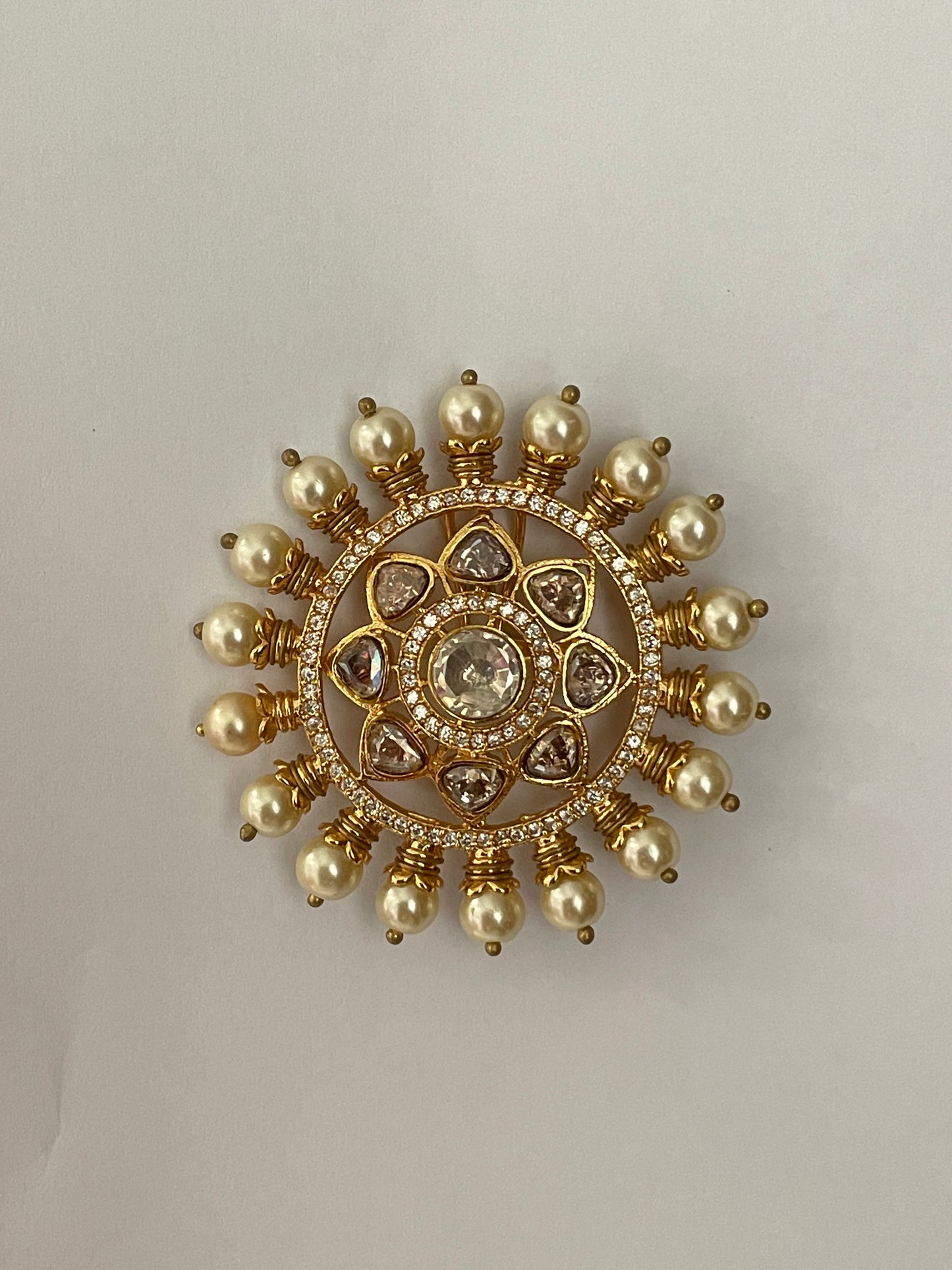 Petite Kundan Studs with Zircon and Pearl Accents