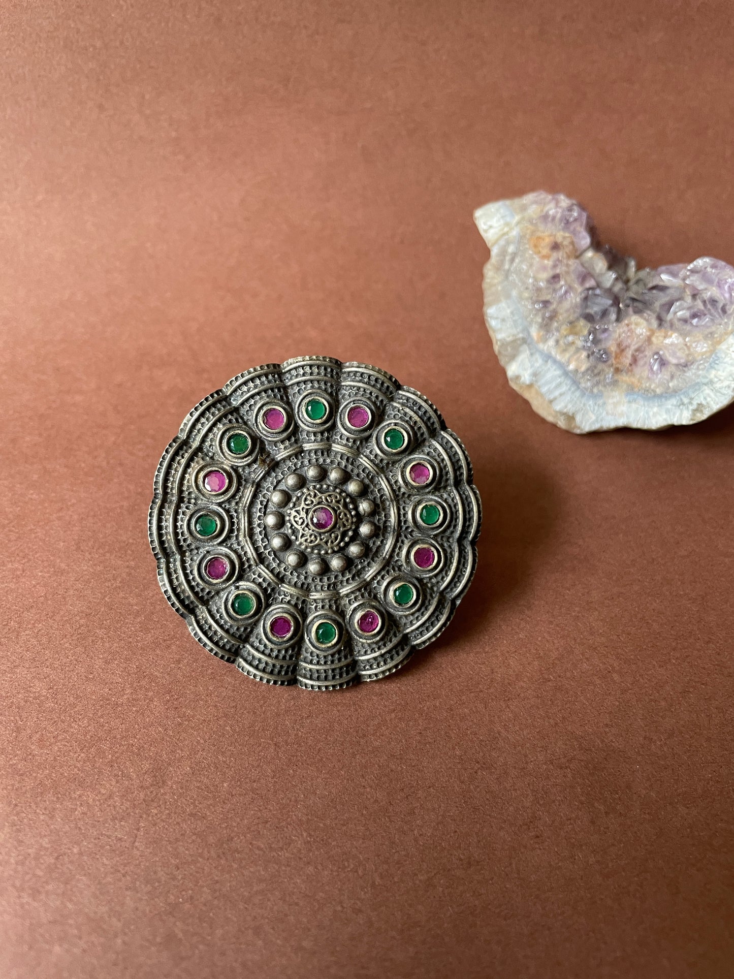 Oxidised Studded Zircon Ring