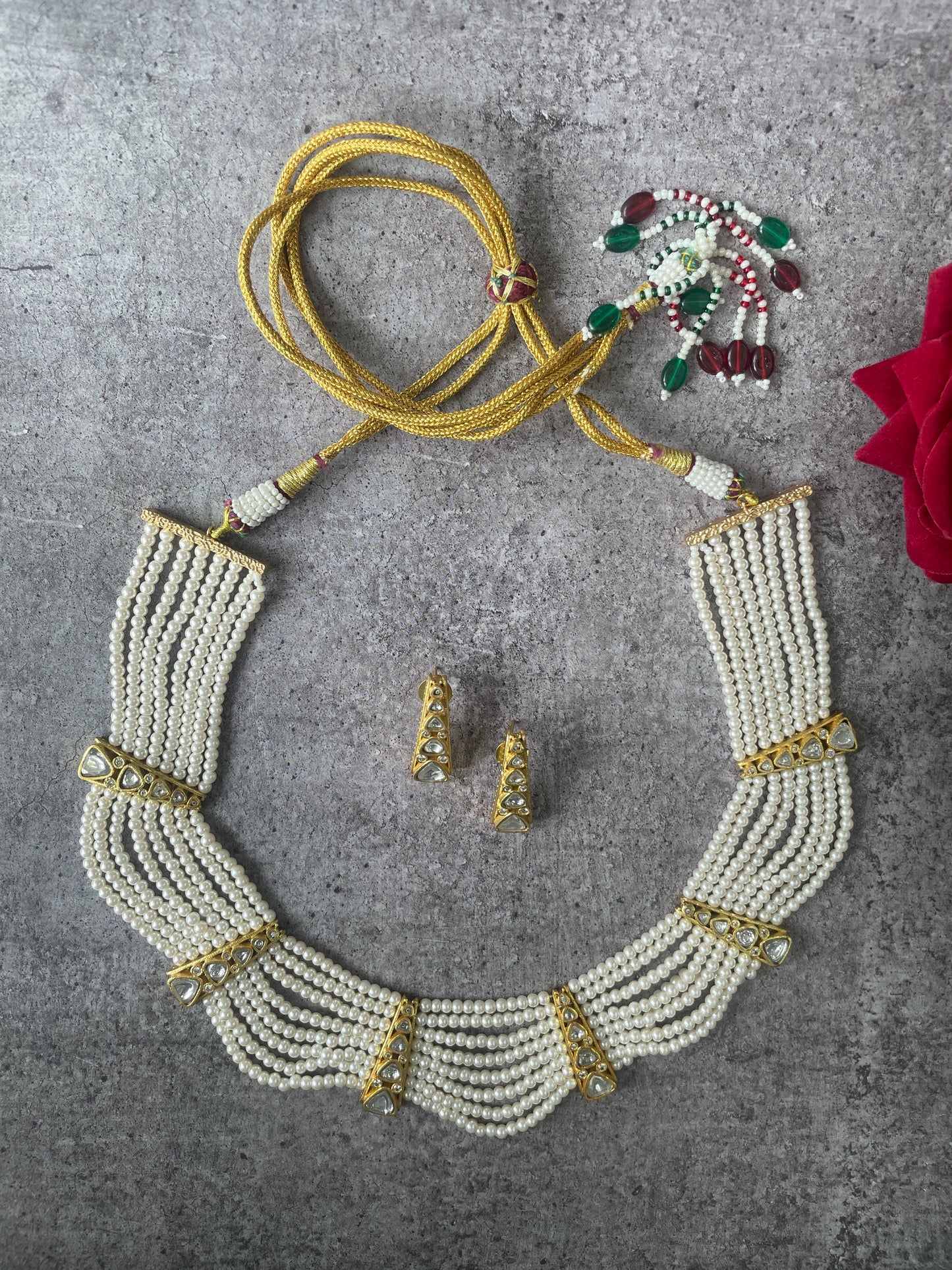 Grande Pearl Choker Set with Kundan Details