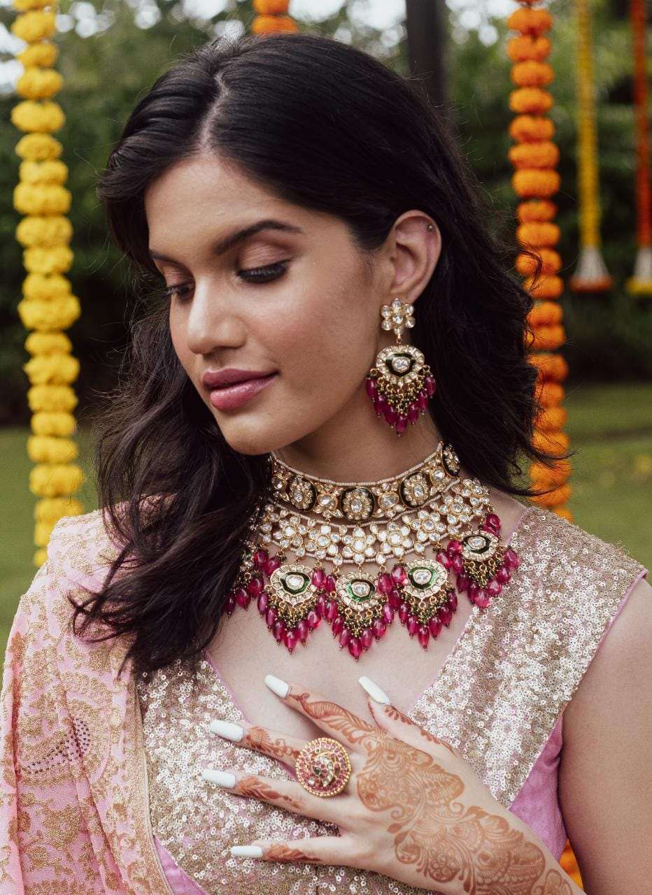 Bridal Kundan Set with Red BeadsStudio6Jewels