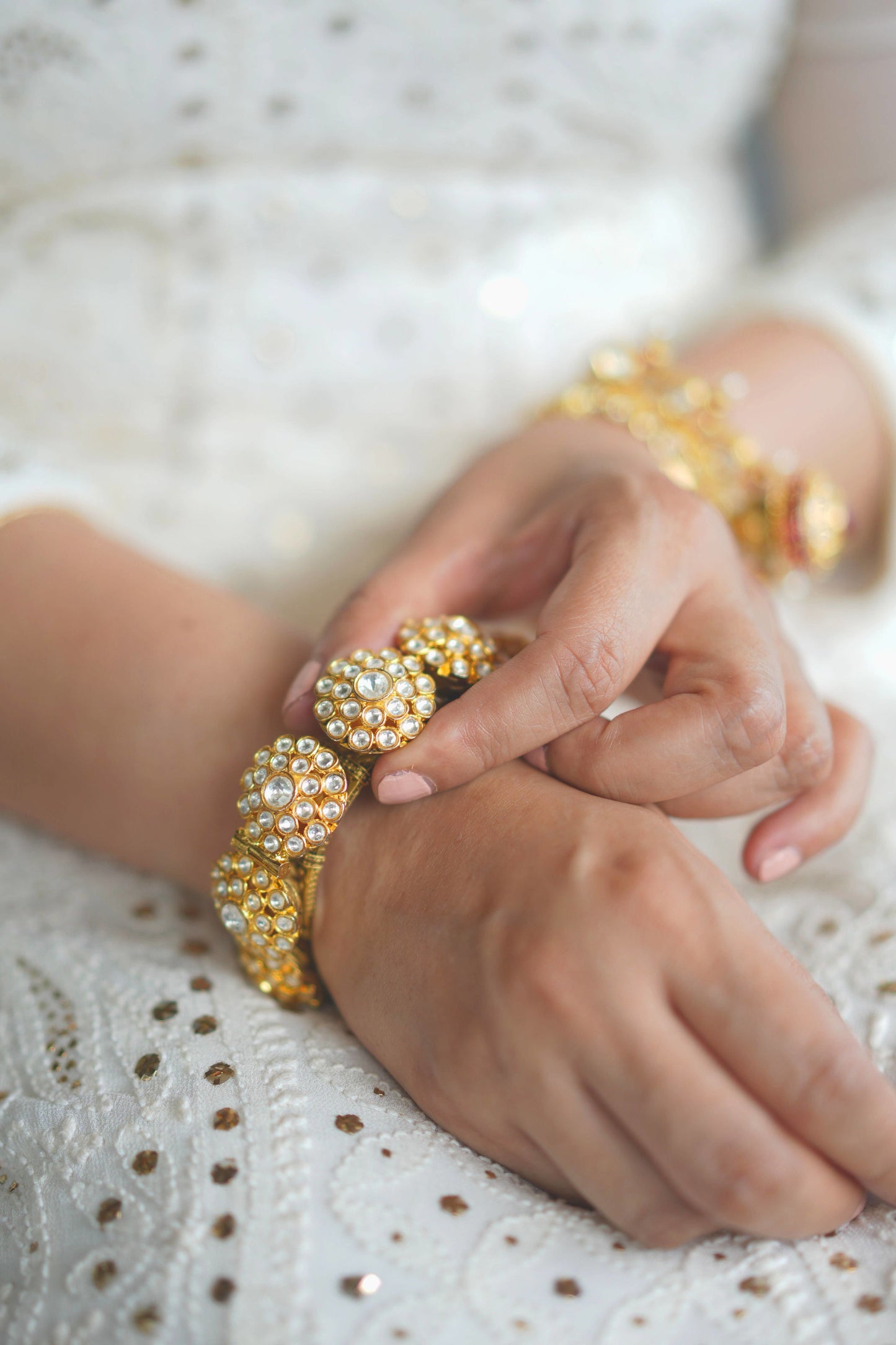 Openable Kundan Bangles with Floral Motifs