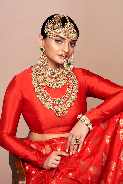 Regal Statement Kundan and Multi Stone Complete Bridal Necklace Set