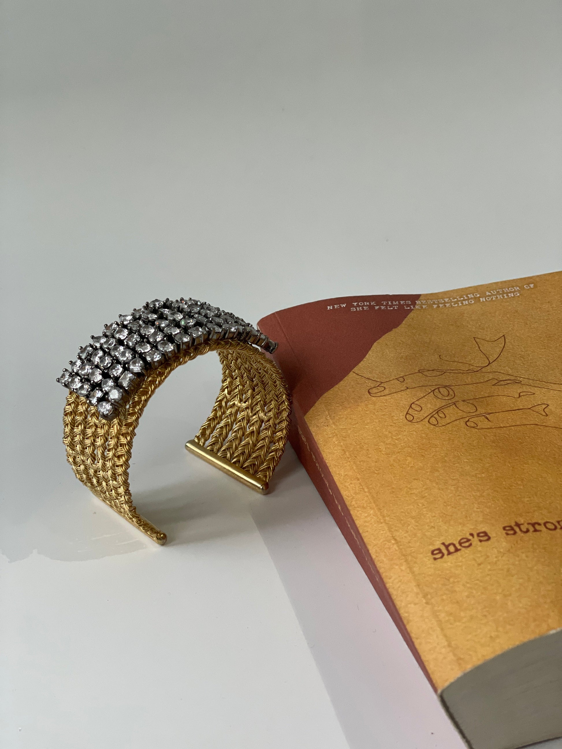 Two Tone Finish Zircon Studded Cuff BangleStudio6Jewels