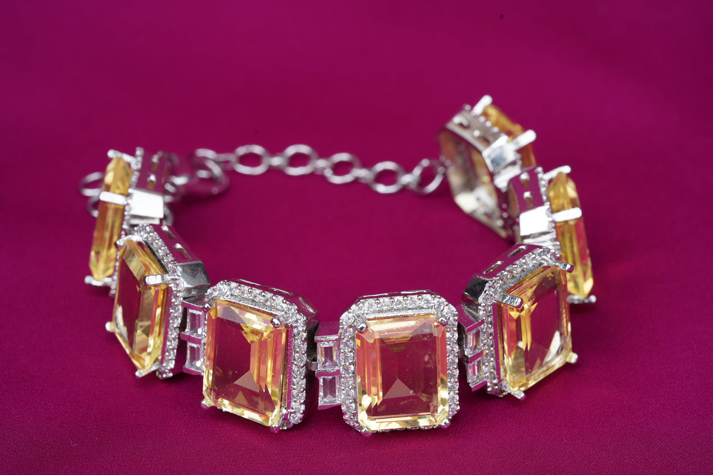 Semi precious yellow stones bracelet bordered with Zircon diamondsStudio6Jewels