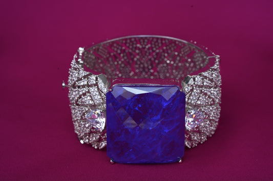 zircon diamonds with big blue stone openable braceletStudio6Jewels